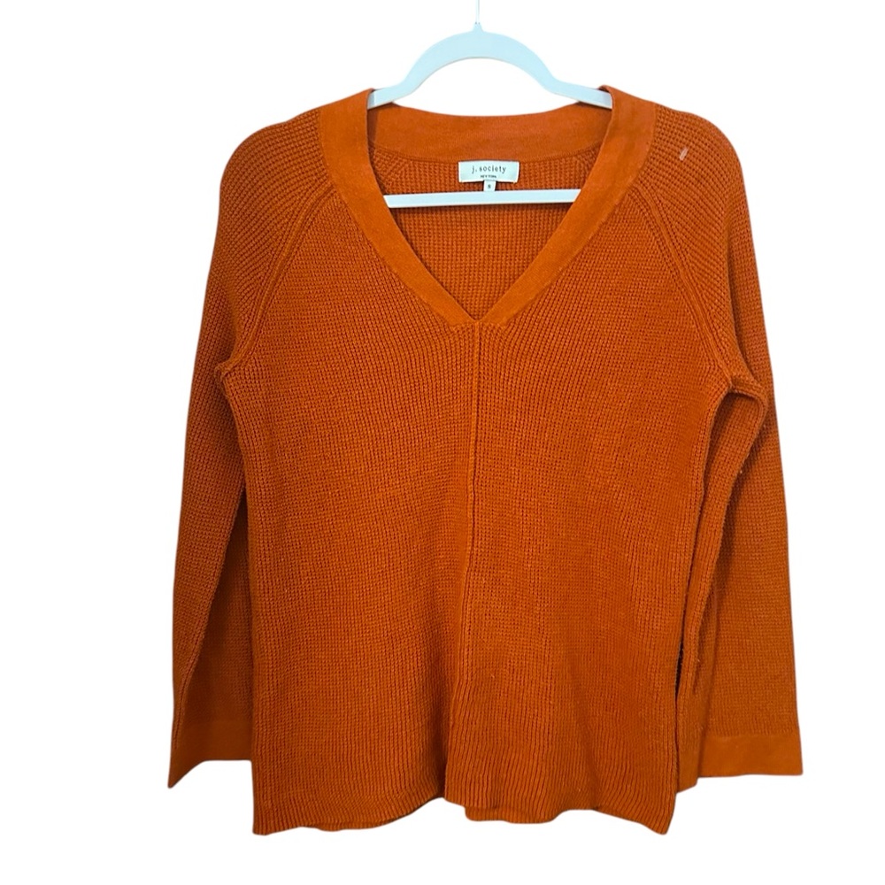 J. Society x Tuckernuck Orange Waffle Knit Cotton Sweater Size S